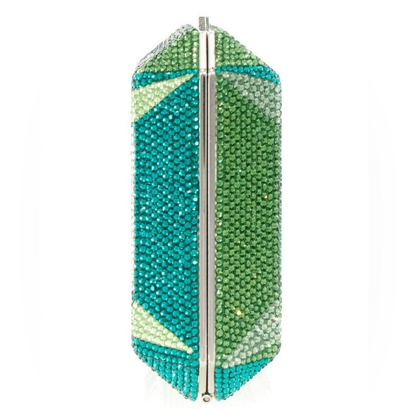 Judith Leiber Couture Slim Baguette Clutch, Silver Emerald Multi. Brand new, NWT - Picture 3 of 5